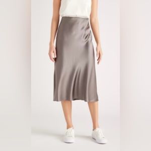 Quince washable silk skirt grey size large